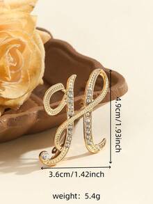 1 件时尚创意水钻 A-Z 英文字母金色胸针，百搭简约配饰别针，适合男女珠宝服装配饰包包饰品办公室配饰圣诞礼物 - 彩色 - 查看 32