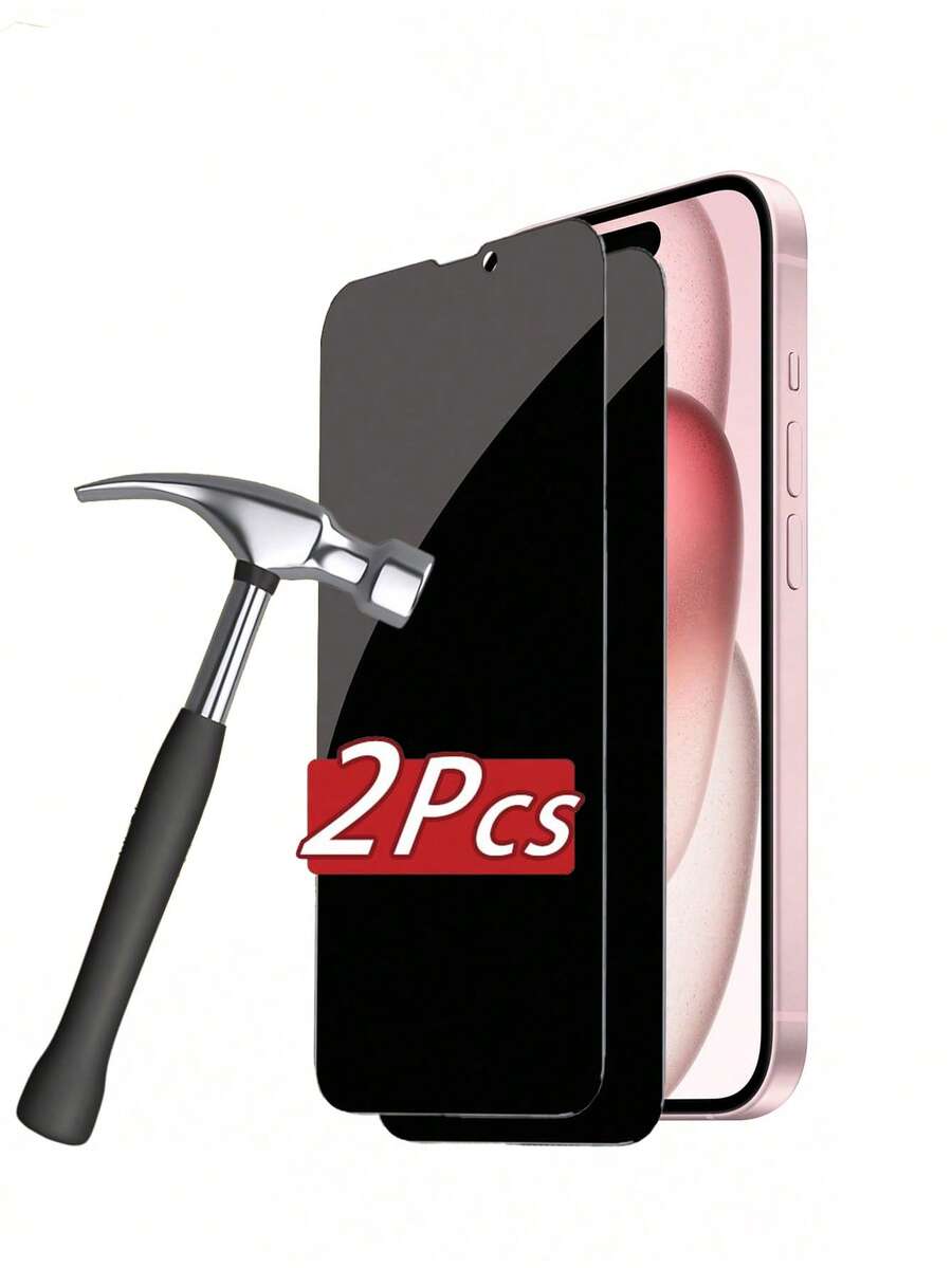 2 pezzi di protezione schermo in vetro temperato con copertura completa e privacy, compatibile con 16, 15, Pro Max, 14 Plus. Protezione anti-sbirciata, accessori per telefono cellulare, protezione schermo essenziale, applicabile per uso quotidiano, ufficio, casa. Protezione schermo impermeabile, antiurto, anti-graffio.