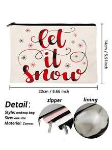 1 件圣诞礼物、印有圣诞元素的化妆包、旅行用礼品袋拉链袋、轻便储物袋、零钱包、拉链手拿包、化妆包化妆收纳包美容包化妆包、化妆包、度假收纳包旅行必需品假日化妆收纳包女士旅行包
