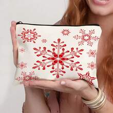 1 件圣诞礼物、印有圣诞元素的化妆包、旅行用礼品袋拉链袋、轻便储物袋、零钱包、拉链手拿包、化妆包化妆收纳包美容包化妆包、化妆包、度假收纳包旅行必需品假日化妆收纳包女士旅行包