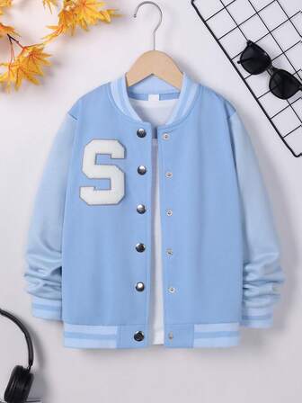 Boys' Casual Fashionable Sports Baseball Jacket, Autumn/Winter