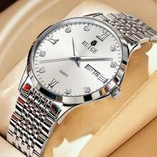 RUIGE 男士商务石英表带日历显示，圆形表盘，夜光指针，时尚奢华的设计，非常适合男士礼品手表 - 均碼 - 查看 11