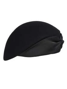 HIMESPORT Winter Women's Lady Wool Felt Beret Hat With Bowknot For Wedding Formal Church Tea Party Cocktail Fascinator Hats