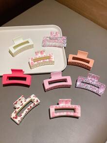 5/10pcs Multi-Color Fashion Square Hair Clips, Suitable Gift For Cute Girls, Applicable For Casual Daily Wear, Suitable For All Seasons - Hair Claws, Hair Clips, Hair Catching Clips, Women's Holiday Decorative Hair Accessories, Suitable For Daily Outings, Leisure, Parties, Commuting, Vacation, Hairstyling, Face Washing, Makeup, Matching Clothes, Hair Accessories, Beach Holiday Style Hair Clips - Multicolor - View 5