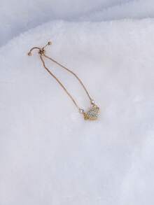 1pc Simple & Fashionable Geometric Infinite Loop Crystal Adjustable Charm Bracelet/eight Figure For Women