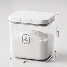 Laundry Detergent Dispenser With One-Touch Lid, For Laundry Room Organization. Transparent PET Laundry Powder Container With Measuring Cup. Laundry Gel Ball Containers Available In 2.8L, 4.5L And 5.5L Sizes.