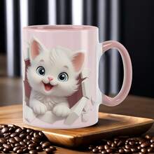 3D Cat Face Ceramic Mug, Cute Novelty Animal Themed Coffee Cup - Perfect Gift For Cat Lovers, Women, Men, Birthday, Christmas - Hand Wash Only - Multicolor - View 9