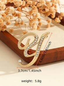 1 件时尚创意水钻 A-Z 英文字母金色胸针，百搭简约配饰别针，适合男女珠宝服装配饰包包饰品办公室配饰圣诞礼物 - 彩色 - 查看 16