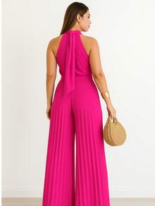 Pleated Jumpsuit For Weddings And Special Events - 玫紅色 - 查看 3