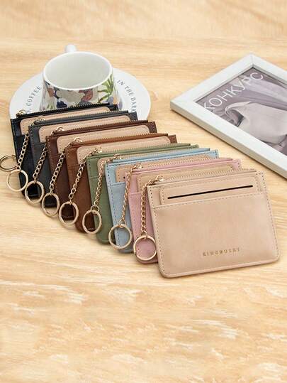 高端撞色卡包，女童卡包，ins风纯色卡包，多卡位多功能零钱包