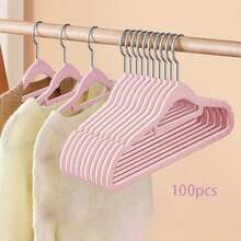 100 Pack Velvet Velvet Clothes Hangers | No-Mark Space-Saving Closet Organizers | Durable Plastic Hangers For Bedroom, Bathroom, Office, Dorm & Home Storage