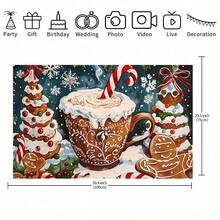 A Christmas Milk Tea Cake Gingerbread Man Pattern Garage Door Curtain Decorative Background Banner Background Cloth, Used For Party Background, Holiday Celebration, Photography Background Sign Poster Decoration Supplies, A Variety Of Sizes Can Be Selected