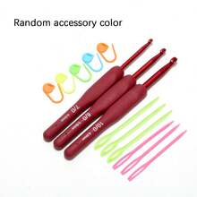 9pcs Crochet Hook Set, Red Crochet Hooks With Soft Grip Handles, Suitable For Beginners And Professionals, Includes Yarn, Knitting Needles, Etc. - Perfect For DIY Crafts, Knitting And Sewing Projects 2.0/2.5/3.0/3.5/4.0/4.5/5.0/5.5/6.0