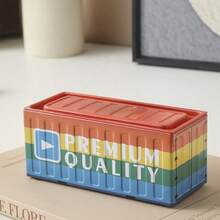 Contenedor de metal mini de 11,5 cm de largo, caja de almacenamiento de estilo industrial retro para oficina, organizador de hogar creativo