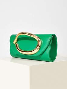 复古纯色手拿包，百搭手提包，时尚 PU 包，适合女士，也适合婚礼、派对、舞会、晚宴 - 綠色 - 查看 3