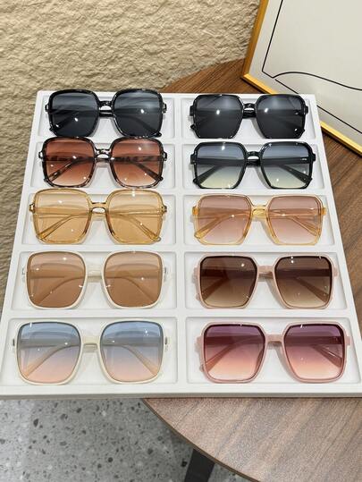 10pcs Women's Fashion Square Multi-Color Combination Glasses, Dopamine Color, Versatile All-Match Eyewear Accessories Suitable For Street Style, Outdoor Activities, Summer Beach Vacation And Parties