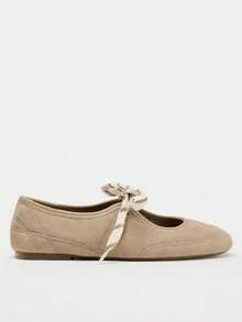 2025 New Summer Women Red Hook And Loop Casual Soft Bottom Breathable Leather Shoes,Ballet Flats - Khaki - View 3