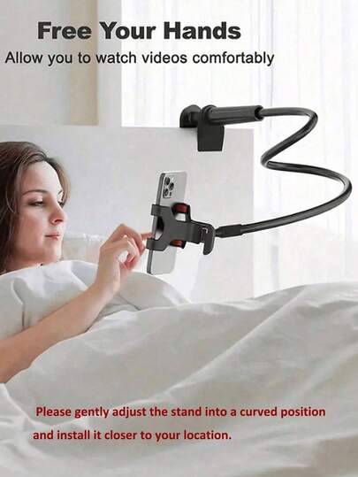 Adjustable Long Goose Neck Phone Holder - Carbon Steel Slouchy Stand With 360° Rotation Clip, Suitable For Watching Videos In Bed Or On Desk - No Battery Needed, Compatible With IPhone, Android Phones, Great Birthday Gift For Family And Friends. 360 Degree Rotation, Slouchy Bed Phone Stand