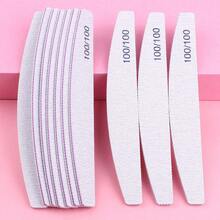10pcs Grey Half-Moon Nail Files, Double-Sided Manicure Files, 100/100 Grit Nail Shaping & Grooming - Light Grey - View 7