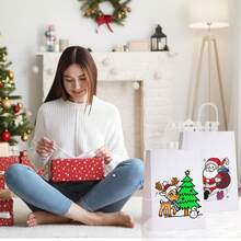 4/12/24pcs Christmas Themed Coloring DIY Paper Gift Bags, Includes Santa Claus, Reindeer & Other Fun Patterns, Handmade Painting & Coloring, Creative Crafts, Party Favor Bags, Holiday Gift Bags, Christmas, Party Decor (Colored Pens Not Included) Christmas Christmas Decorations Christmas Pajamas Christmas Gifts Christmas Decor
