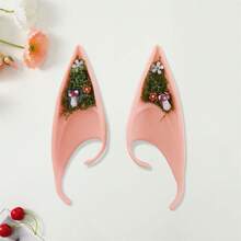 Halloween Cosplay Elf Ears Mushroom Flower Crystal Design Fairy Ear Accessories For Women Party Costume - Watermelon Pink - View 4