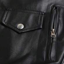 Icebanner Perfect Men's Motocycle Jacket, Soft And Durable Classic Economy Black PU Leather Zipper Jacket Men With Pocket - Black - View 8