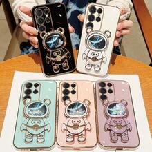 奢华电镀粉色手机壳，创意可爱宇航员熊支架，时尚硅胶防震软壳，兼容 17/16/15/14/13/12/11/X/XS/XR/8/7 Plus/Pro/Max/Mini/Air，兼容Galaxy S24/S25 Ultra，兼容Redmi，兼容Honor，兼容OPPO Reno，兼容MOTO，兼容Infinix，男女通用，2025款，国际版，非国内版 - 粉色 - 查看 9