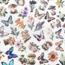 50PCS Retro Mushroom Plant Butterfly Transparent Doodle Decorative Sticker Creative DIY Skateboard Water Cup Motorcycle Helmet Decal