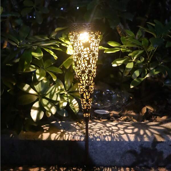 1 قطعة إضاءة تعمل بالطاقة الشمسية، ديكور منظر طبيعي خارجي، مناسبة للحديقة والرواق والفناء والحديقة، إضاءة أجواء عيد الميلاد والمناسبات الأخرى