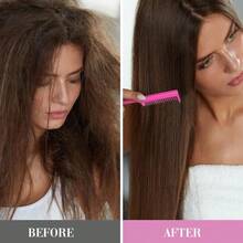 2 件装女士三头蓬松梳，塑料尖尾梳，耐热，适用于浓密细软发质，可打造蓬松造型，打造层次感；另附 5 个鳄鱼夹，用于造型。 - 彩色 - 查看 3