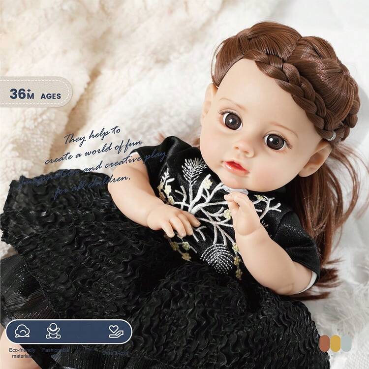 1 件成品 14 英寸婴儿娃娃婴儿重生女孩娃娃，配有时尚衣服，光滑柔软的皮肤乙烯基头肢，DIY 玩具，适合儿童礼物 - 整個娃娃 - 查看 6