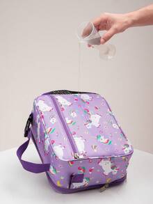 1PC Color Cartoon Printed High-Value And Large Capacity Insulated Lunch Bag, Portable Hand-Held One Shoulder Cross Body Insulated Bag With Shoulder Strap, Fresh-Keeping Ice Bag, Lunch Box And Bento Bag, Suitable For Work And Outdoor Activities - Multicolor - View 4