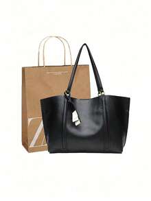 Home Commuter Tote Bag 2025 High-Capacity Fashion Shoulder Bag Waxed Leather Retro Portable Shopping Bag[Random Color And Style For Shipment]