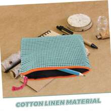 Ins-Style Simple Purple Checkered Cute Girlish Portable Storage Bag, Which Can Be Used As A Makeup Bag, Toiletry Bag Or Clutch.