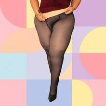 BLACK PLUS SIZE WOMEN'S TIGHTS WITH PLUSH LINED, WARM END - Cream - View 22