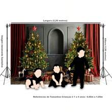 Horizontal Photographic Background For Photo Shoots Sublimated Fabric 3D Fireplace Garland Realistic Christmas Scene 2.20x1.50cm - FF-3254 - 查看 3