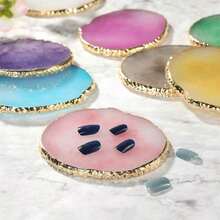 Resin Nail Art Palette, Nail Polish Palette Nail Painting Mixed Color Palette Gilded Edge Nail Art Color Mixing Tray DIY Nail Gel Makeup Display Board Pallet For Nail Art - 紫色 - 查看 4