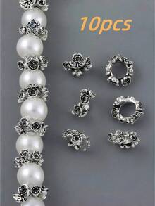 10/20/50 piezas Cuentas espaciadoras con diseño de mariposa y flor vintage para hacer joyas DIY como pulseras, collares, llaveros y talla grande. Accesorios elegantes para hacer manualidades, regalos de graduación, fiestas de cumpleaños y talla grande. Suministros para hacer joyas.