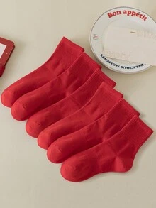6 Paar einfarbige, bequeme, kniehohe Socken für Damen, geeignet für alle Jahreszeiten