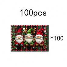 1set/1pc/4pcs/6pcs Christmas Dwarf And Holly Berry Pattern Placemats, Machine Washable Rectangular Polyester Placemats, Table Guards, Heat-Insulating Placemats, Restaurant Table Decorations, Party Supplies, Christmas Decorations Can All Be Given As Gifts