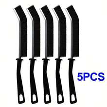 Conjunto de 5 escovas multiuso para fendas, escova de limpeza de fendas estreitas, escova para rejunte de azulejos de banheiro, limpador de fendas com cerdas duras, adequado para casa, restaurante, azulejos de cozinha, limpeza de trilhos de janelas - Preto - Ver 13