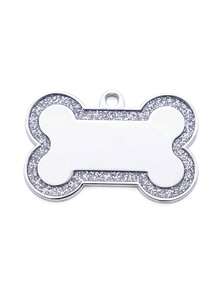 1pc Customized Text Pet Tag, Zinc Alloy Dog Anti-Lost ID Tag With Glitter Pink Circle, Customized Bone Shaped Dog Tag - Engraved For Pet Identification, Essential For Holidays/Parties