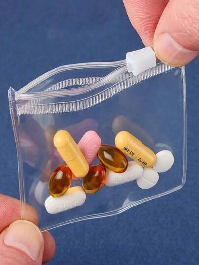 5/100个可重复使用药袋拉链药袋套装诱饵袋珠宝收纳袋自封药品储存装置和旅行配件