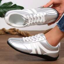 Womens Shoes Gum Sole Walking Outdoor Tennis Classic Sneakers Four Season Fall Winter - 銀色 - 查看 6