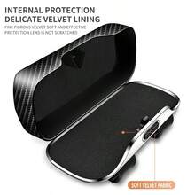 Car Carbon Fiber Patterned Glasses Case, Car Sun Visor Storage, Sunglasses Holder, Press Open Multifunctional Card Clip, Interior Modification Special Glasses Storage Case