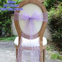 1/5/10/20pcs, 7 X 108 Inch Vintage White Lace Embroidered Chair Sash, Boho Farmhouse Style Bow & Floral Chair Cover, Home Decor, Wedding Supplies, Wedding Venue Decoration, Suitable For Weddings, Bridal Showers, Birthday Parties, Rustic Theme Events, Holiday Parties, All Seasons Chair Sash