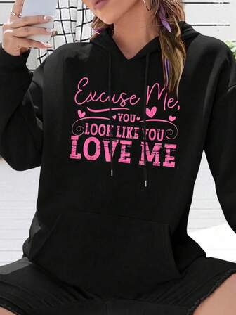 Excuse Me You Look Like You Love Me & Meme Cute Excuse Me Hooded Sweatshirt Womens Hoodies,Soft Warm Shirts,Classic Hoodie,Pullover Hoodie