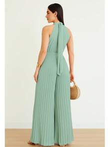 Pleated Jumpsuit Perfect For Parties And Weddings - 薄荷綠 - 查看 2