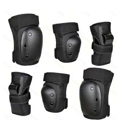 6 قطع من أربطة الركبة والكوع والحماية للراحة للبالغين للرياضات الخارجية كالتزلج على الرولر وركوب الدراجات