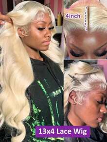34 Inch 613 HD Lace Frontal Wig 13x4 200 Density, Blonde Lace Front Wigs Human Hair, Pre Plucked Bleached Knots With Baby Hair Natural Hairline Body Wave 613 Lace Front Wig Human Hair - S613 - 查看 7